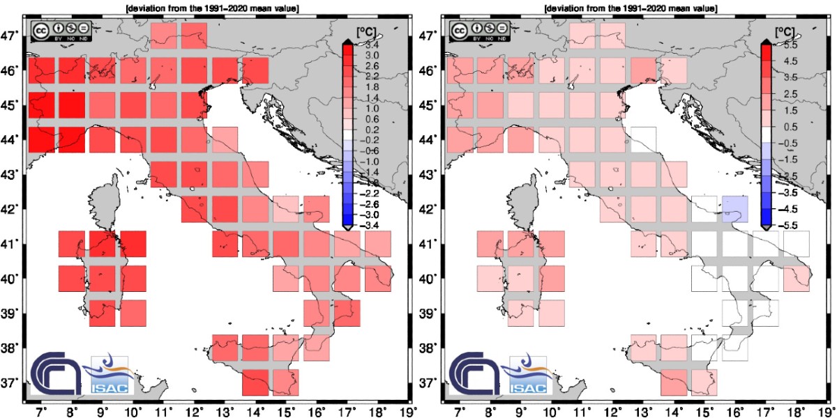 Record di caldo in Italia (dopo il 2003): l’estate 2022 segna +2,06°C