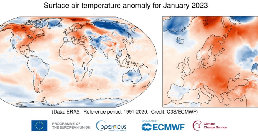 Rinnovabili • Riscaldamento globale: a gennaio l’Europa è stata 2,2°C più calda