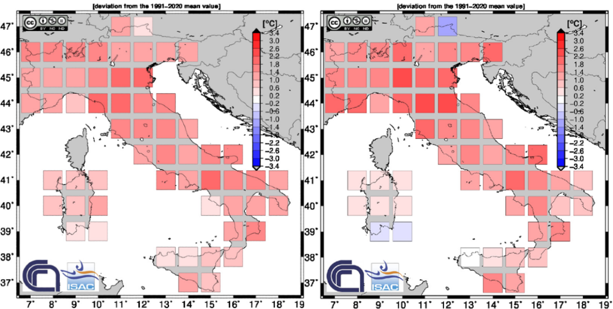 Effetto riscaldamento globale sull’inverno in Italia: +1,21°C