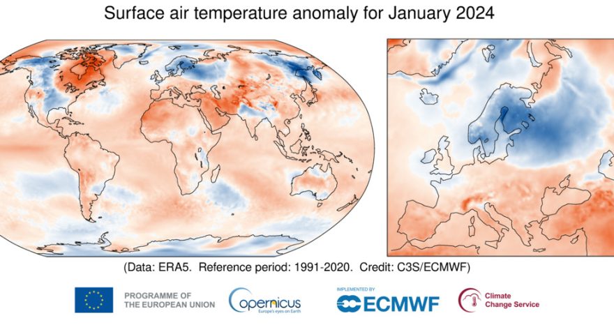 Rinnovabili • Record riscaldamento globale: gennaio 2024 chiude con +1,66°C