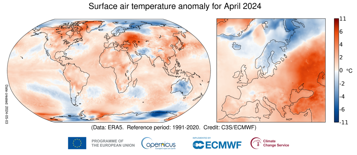 Riscaldamento globale aprile 2024: è record da 11 mesi di fila
