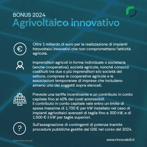 Bonus fotovoltaico per aziende 2024, i contributi per l'agrivoltaico innovativo